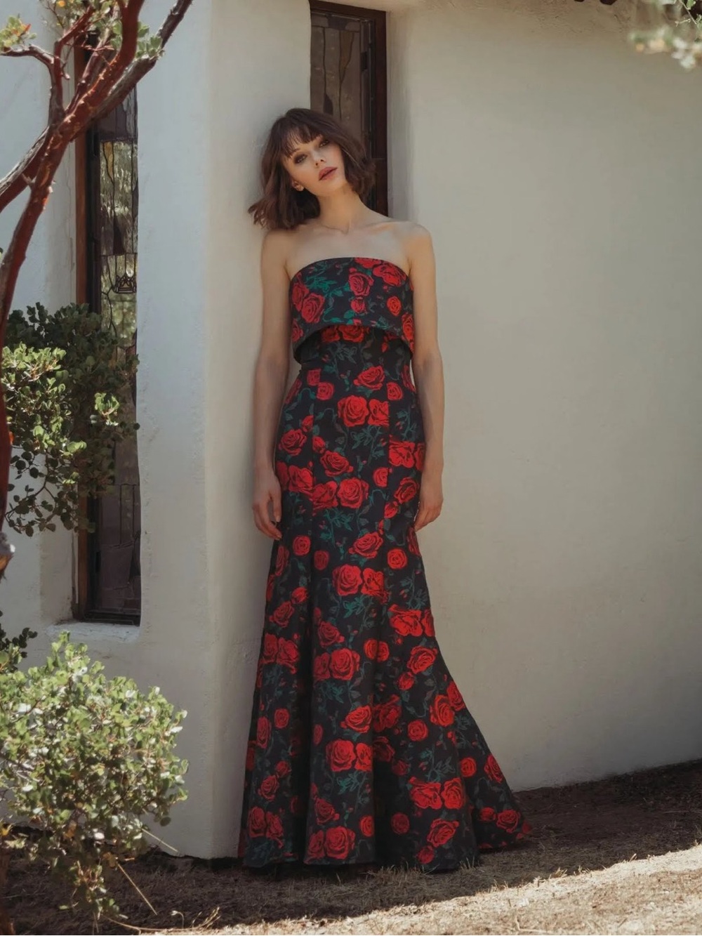 Mac Duggal 27679 Black Strapless Floral Brocade Mermaid Gown Size 6 NWT - Picture 4 of 13